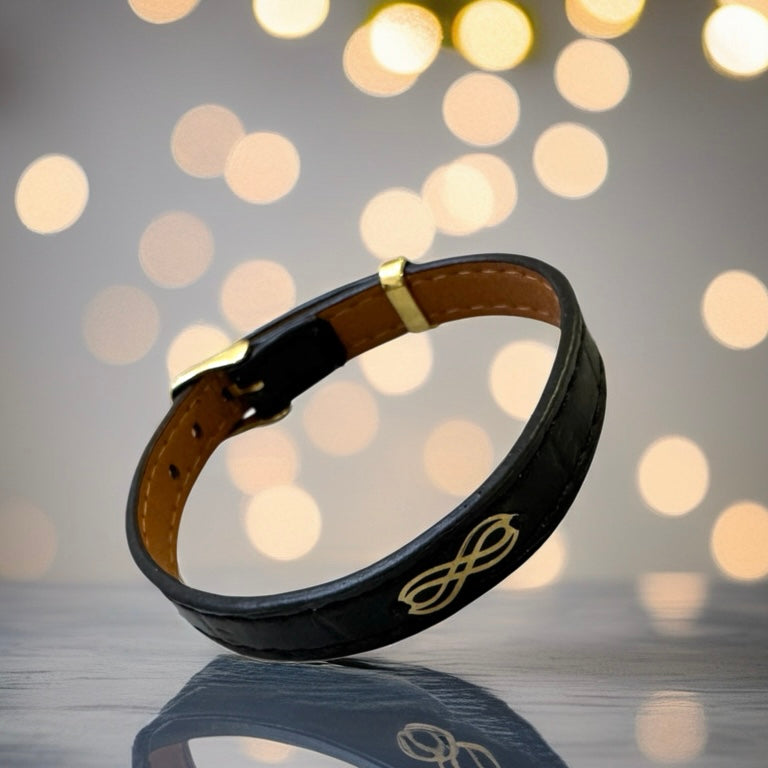 Faux Leather Bracelet with 18K Gold Women
