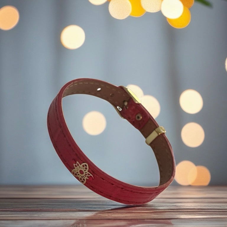 Faux Leather Bracelet with 18K Gold Women