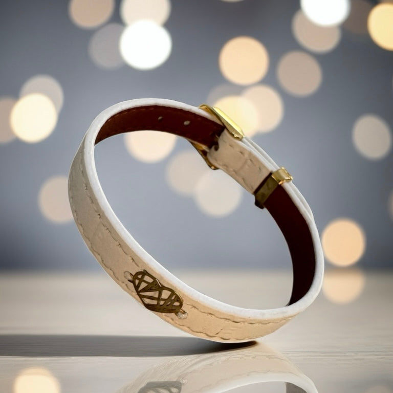Faux Leather Bracelet with 18K Gold Women