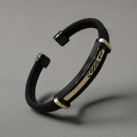 Stainless Steel Double Bangle with 18k Gold