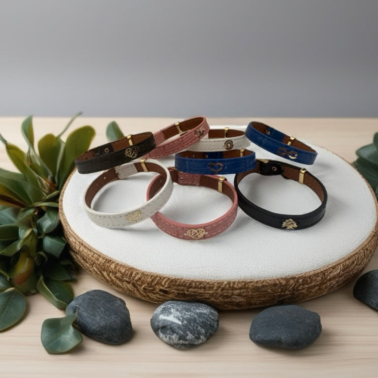 Faux Leather Bracelet with 18K Gold Women