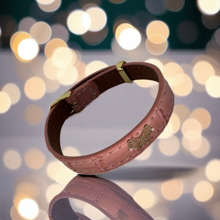 Faux Leather Bracelet with 18K Gold Women
