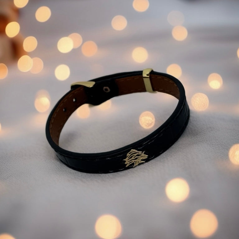Faux Leather Bracelet with 18K Gold Women