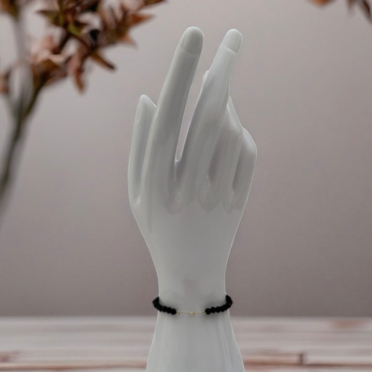 Black Onyx Bracelet with 18K Gold stone