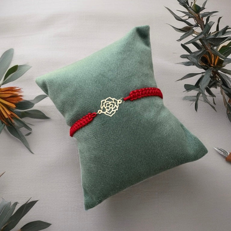 Red Shamballa Bracelet with 18K Gold Motif