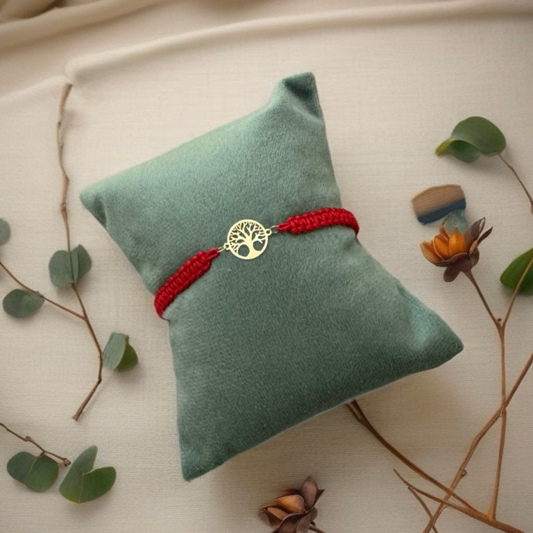 Red Shamballa Bracelet with 18K Gold Motif