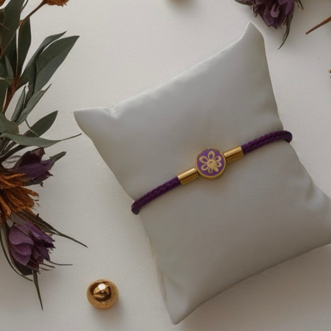 Braided Bracelet with 18K Gold Motif