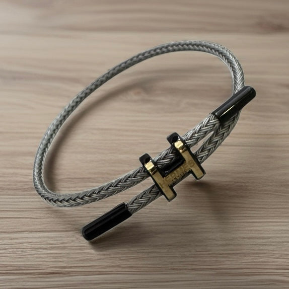 Rope Bracelet with 18K Gold "H"
