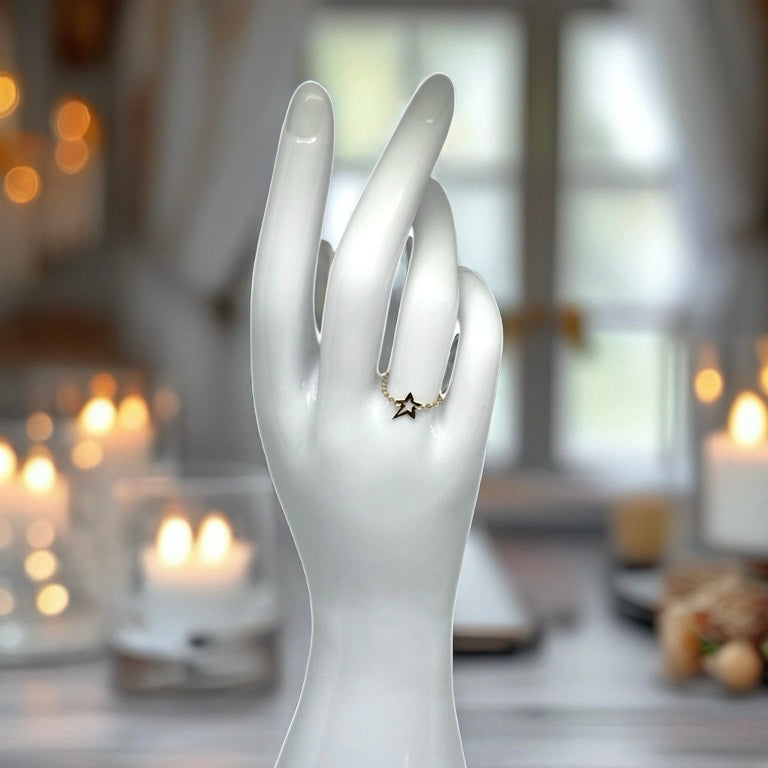 18K Chain and Motif Ring