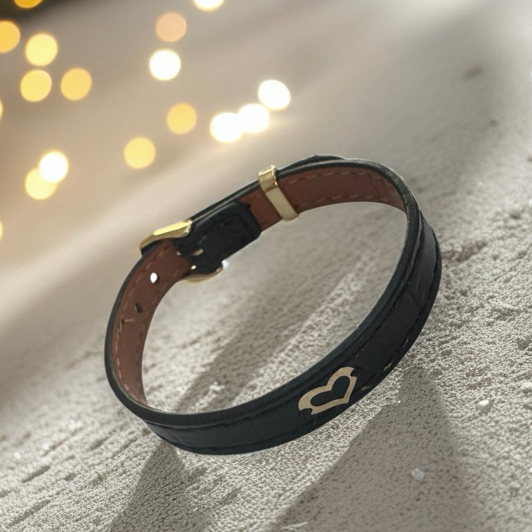 Faux Leather Bracelet with 18K Gold Women
