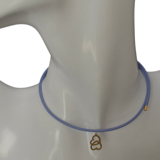 Magnetic Blue Choker with Big 18K Gold Motif - Heart