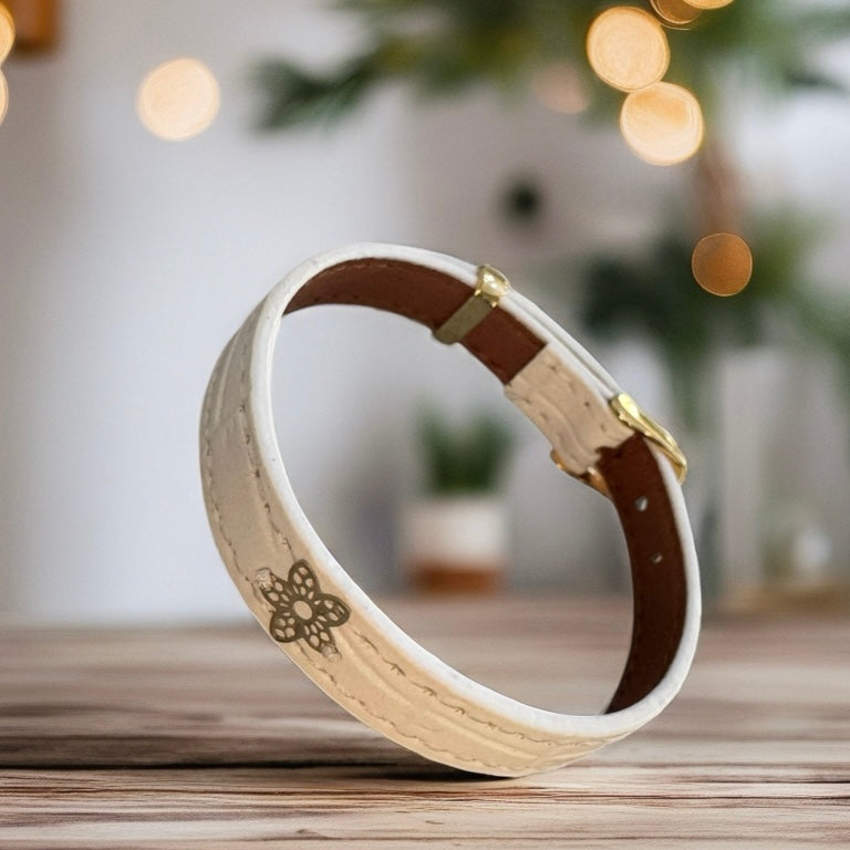 Faux Leather Bracelet with 18K Gold Women