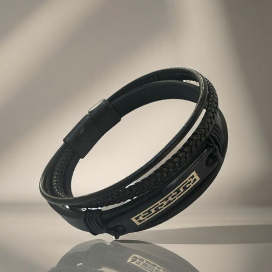 Faux Leather Bracelet and 18K Gold