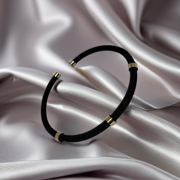 Black Bangle with 18K Gold