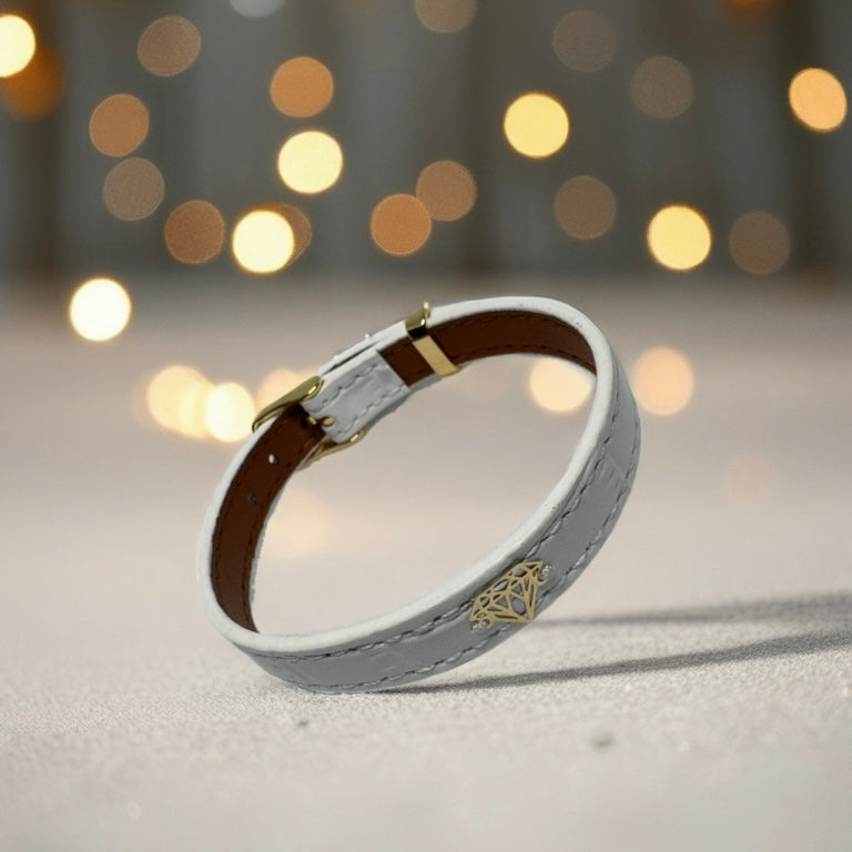 Faux Leather Bracelet with 18K Gold Women