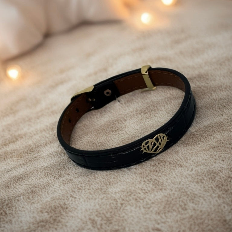 Faux Leather Bracelet with 18K Gold Women