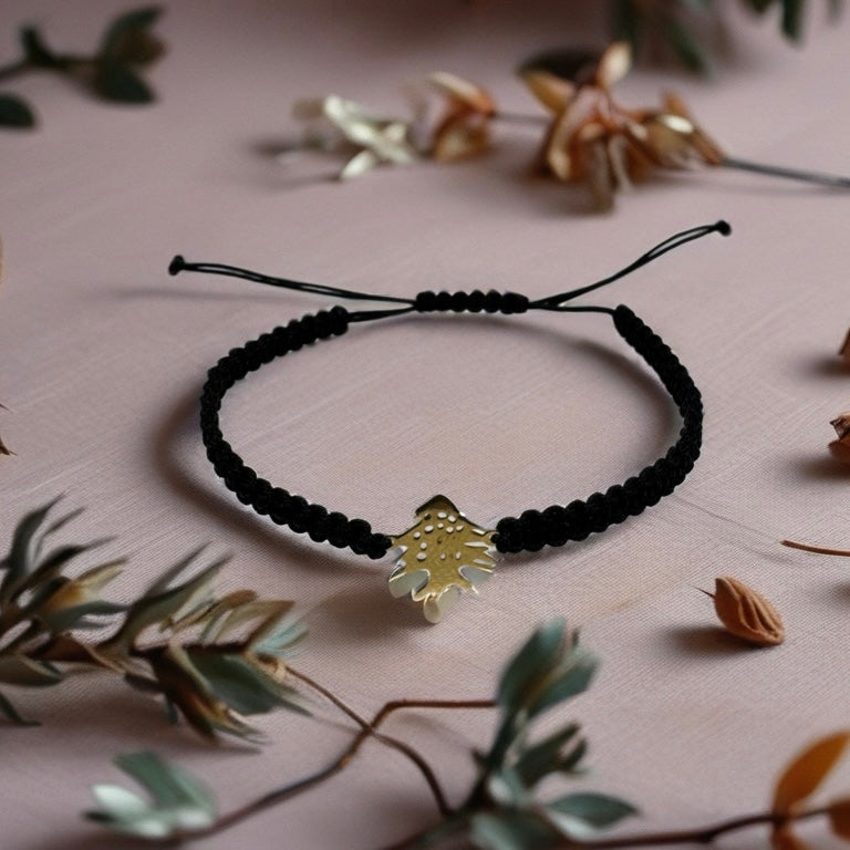 Black Shamballa Bracelet with 18K Golden Cedar