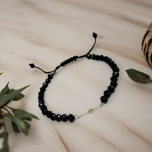 Black Onyx Bracelet with 18K Gold stone
