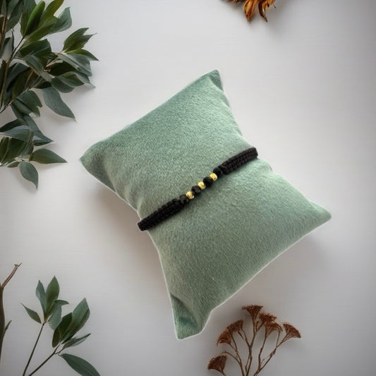 Black Shamballa Bracelet with 18K Gold Stones