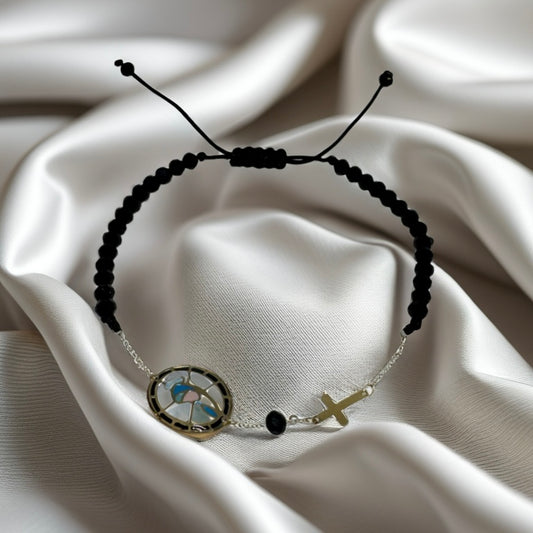 Beads Bracelet with Mosaic 18K Gold Holy Mary
