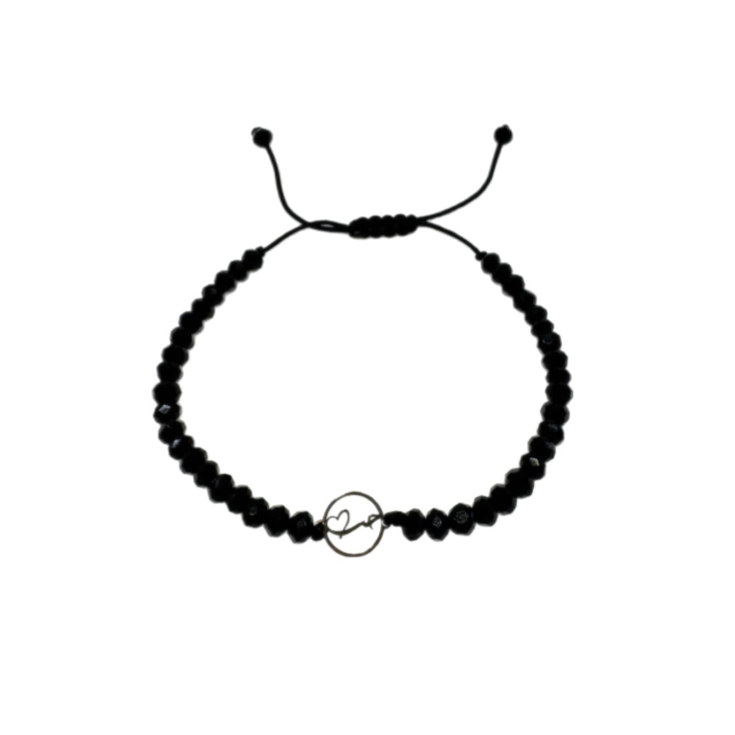 Black Onyx Bracelet with 18K حب Motif