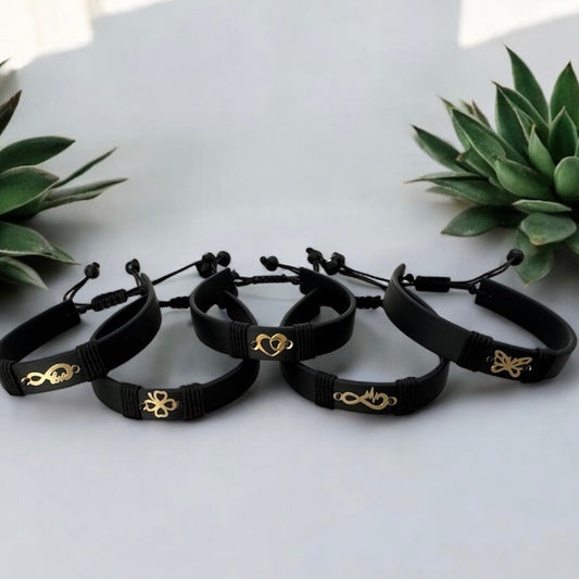 Rubber Bracelet with 18K gold