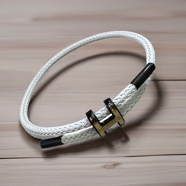 Rope Bracelet with 18K Gold "H"