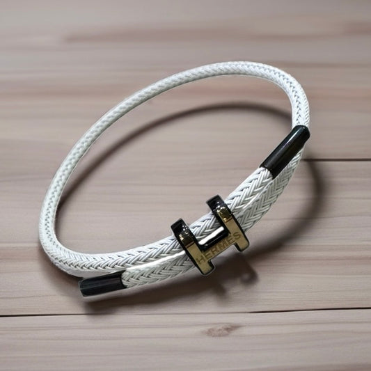 Rope Bracelet with 18K Gold "H"