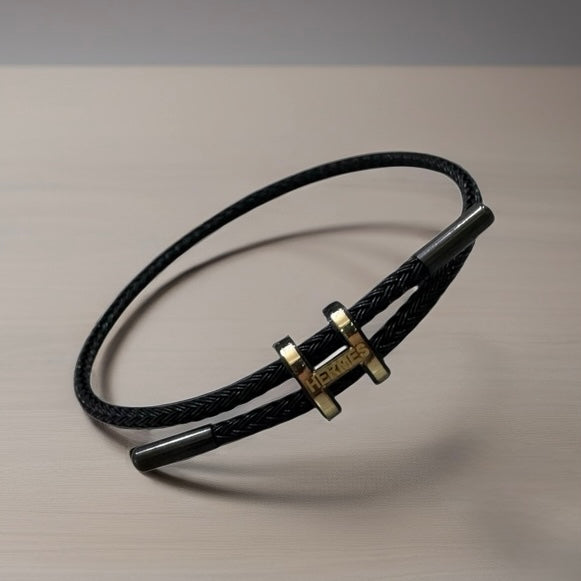 Rope Bracelet with 18K Gold "H"