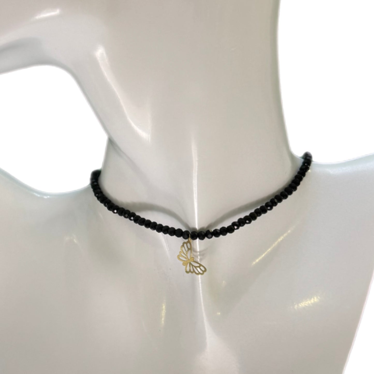 Black Onyx Choker with 18K Gold Motif