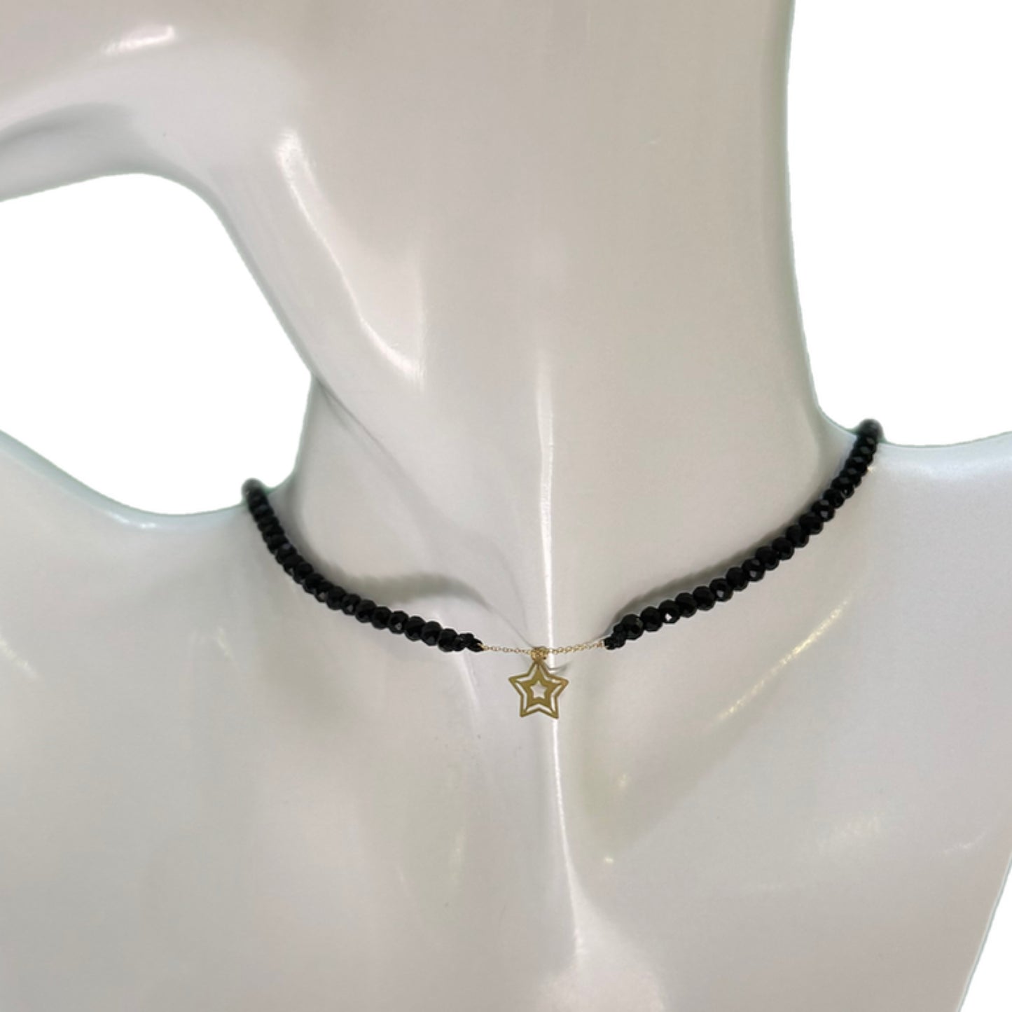 Black Onyx Choker with 18K Gold Motif