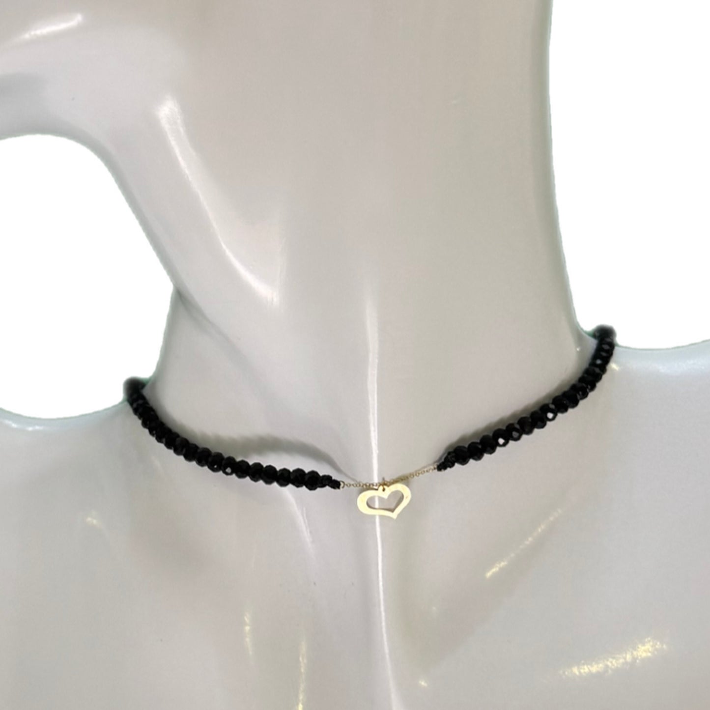 Black Onyx Choker with 18K Gold Motif