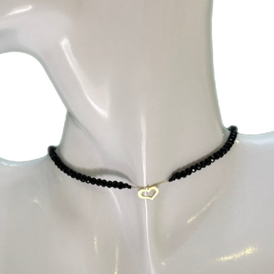 Black Onyx Choker with 18K Gold Motif