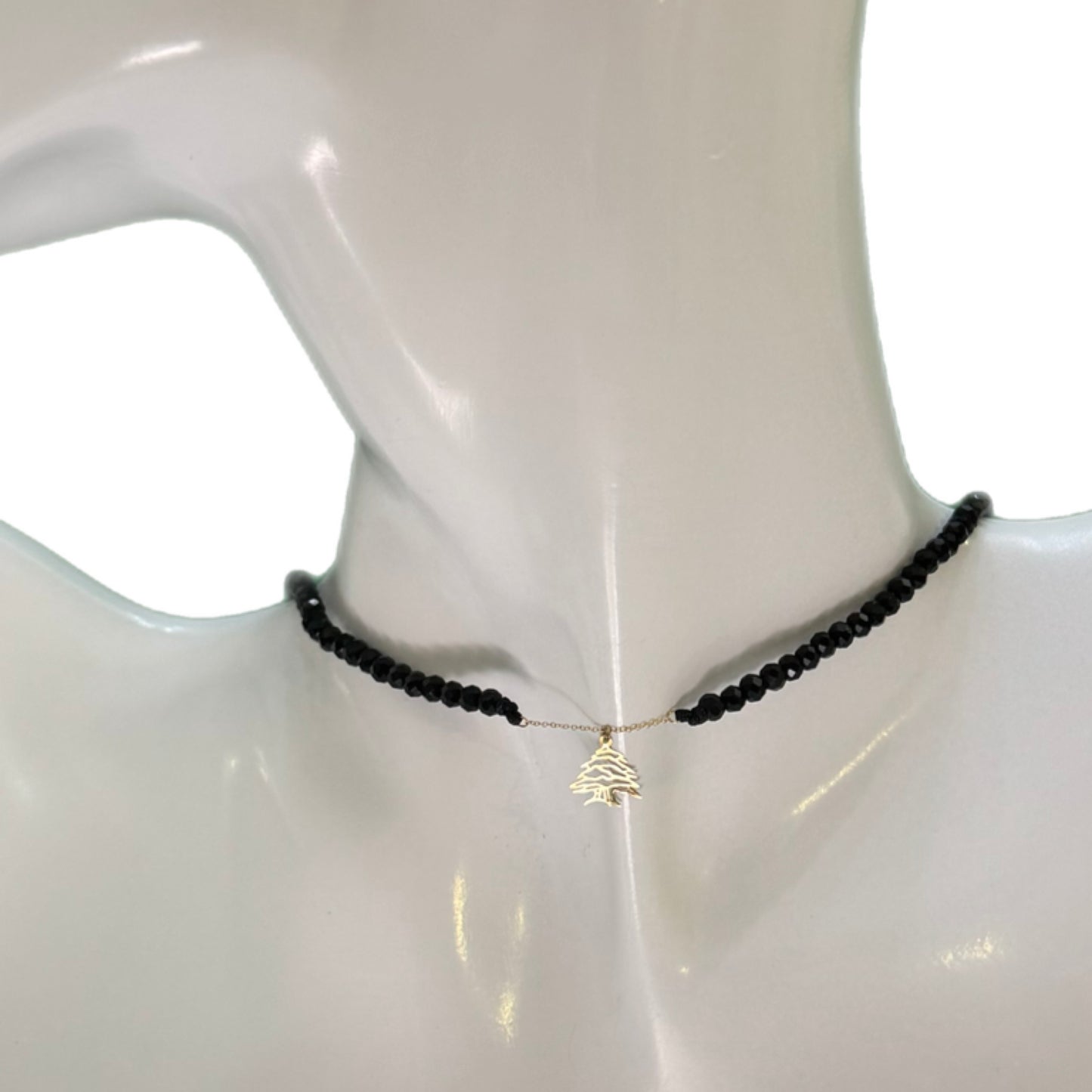 Black Onyx Choker with 18K Gold Motif