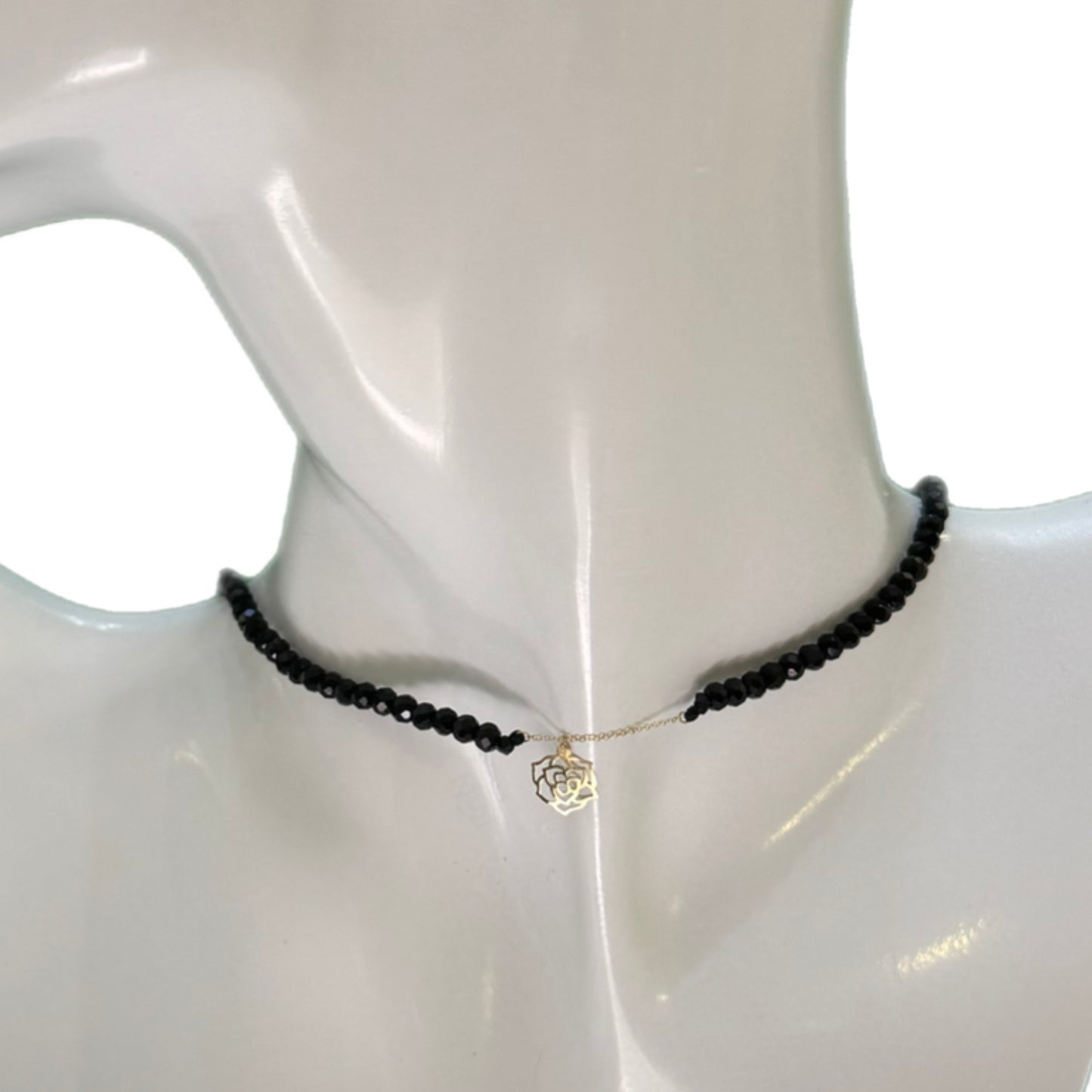 Black Onyx Choker with 18K Gold Motif
