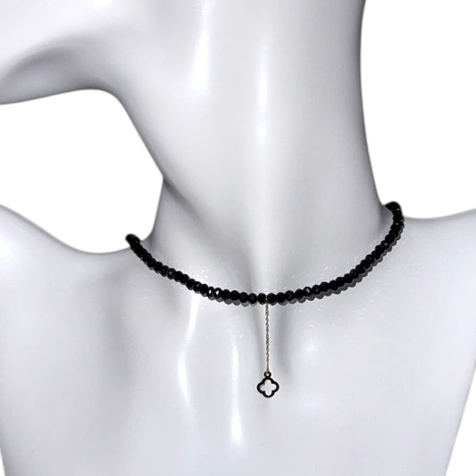 Black Onyx Choker with 18K Gold Motif