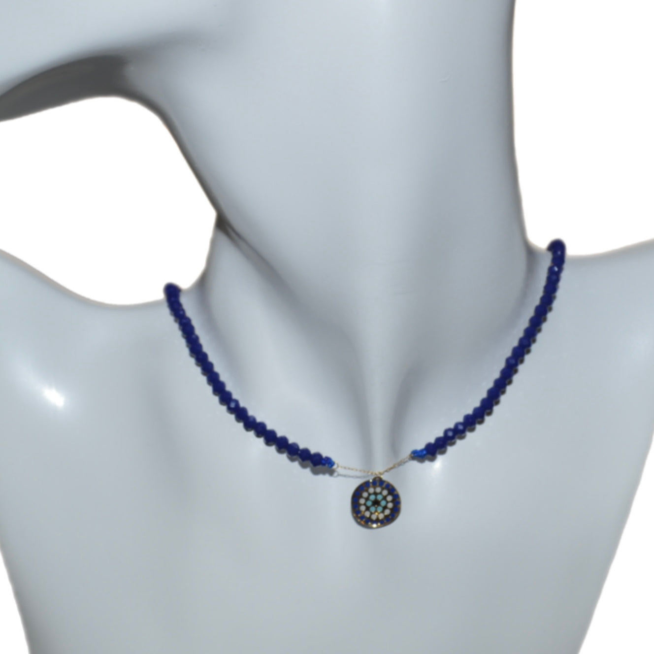 Evil Eye Protection Onyx Choker with 18K Gold