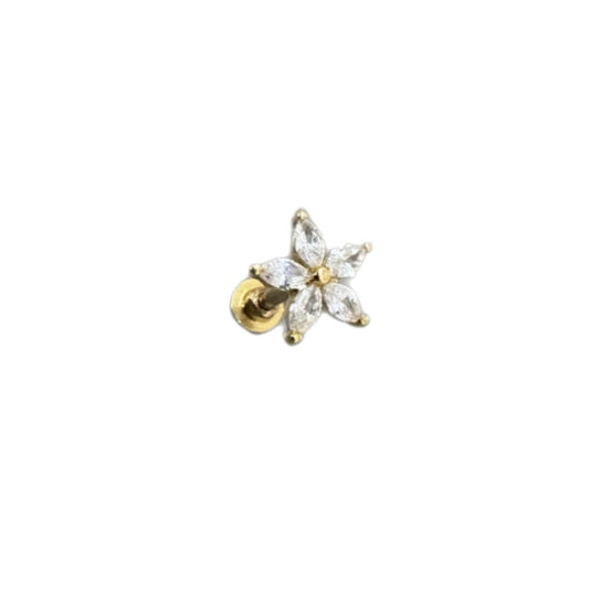 18K Gold Floral Stud Earring