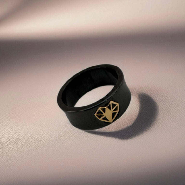 Black Resin Ring with 18K gold motif