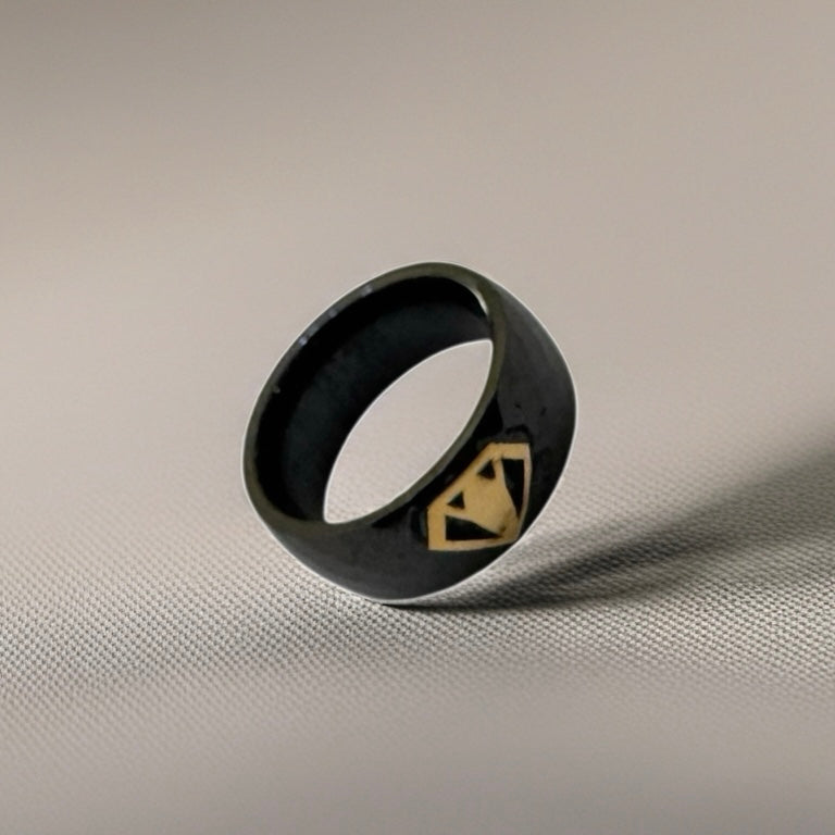 Black Resin Ring with 18K gold motif